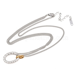 Двухцветная подвеска из нержавеющей стали 304 в виде витого овального кулона&nbsp;NJEW-T020-02A-GP