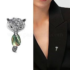 Ретро креативная брошь в виде лисы из ракушки абалона PW-WG1704E-01