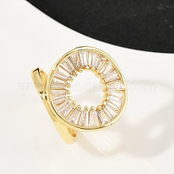 Манжеты из латуни с микро паве кубический цирконий для женщин&nbsp;RJEW-F186-06G