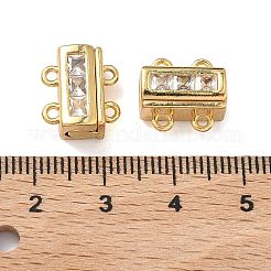 Магнитные застежки из латуни с микропейвом и прозрачным кубическим цирконием&nbsp;KK-C066-17G