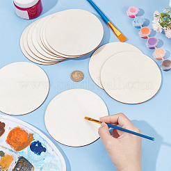 未完成の木板  DIYの工芸品について  家の装飾とペイント  フラットラウンド  湯通しアーモンド  12x0.25cm&nbsp;WOOD-WH0022-42