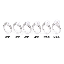 Оправы для колец-манжет из латуни с микропаве из прозрачного кубического циркония KK-T076-53P