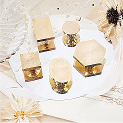 Шестигранная латунная восковая печать золотого тона с деревянной ручкой AJEW-WH0375-0003