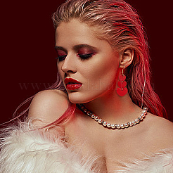 6 пара двухцветных сережек-сердец из искусственной кожи с железной булавкой для женщин EJEW-FI0002-15