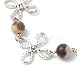 Сплав натуральных смешанных драгоценных камней звенья браслеты для женщин&nbsp;BJEW-JB11684