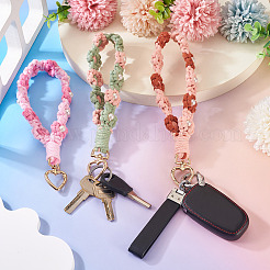 3 шт. хлопчатобумажные плетеные цветочные подвески-украшения&nbsp;AJEW-TA0002-72D