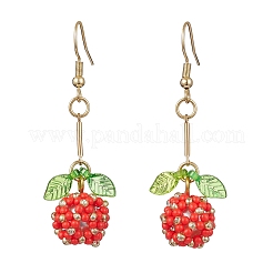 Серьги-подвески из стеклянных бусин ручной работы EJEW-MZ00245