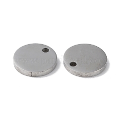 変色しない304ステンレススチールチャーム  空白タグのスタンプ  フラットラウンドのチャーム  ステンレス鋼色  9x1.3mm  穴：1.4mm&nbsp;LS-STAS-Q308-09D-P