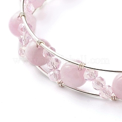 Brazalete curativo de reiki con cuentas de cuarzo rosa natural&nbsp;X1-BJEW-TA00023-01