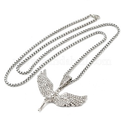 Collier pendentif en strass en forme d'ange avec chaînes en alliage de zinc&nbsp;NJEW-G118-03P