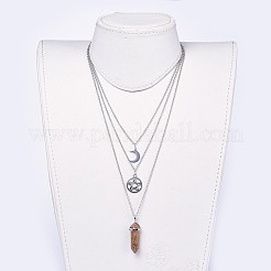 Кулон пуля натуральный unakite многоуровневые ожерелья NJEW-JN02457-02