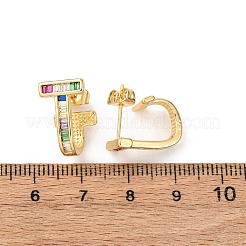 Т-образные серьги-гвоздики из латуни с микропаве из кубических цирконий EJEW-B153-07G