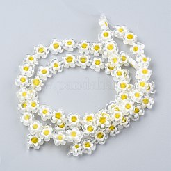 手作りミッレフィオーリガラスビーズ連売り  花  ホワイト  10~12x4mm  穴：1mm  約35~38個/連  16インチ&nbsp;X-LAMP-J035-10mm-02