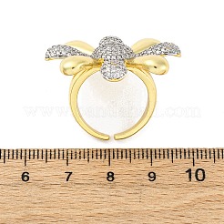 Латунные кольца-манжеты с микропаве и прозрачным цирконием для женщин RJEW-H248-02GP