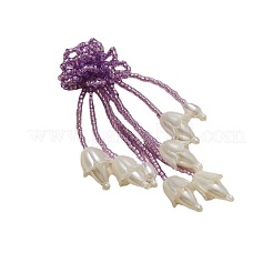 Серьги-гвоздики с кисточками из стеклянных бусин ручной работы&nbsp;FS-WG63232-03