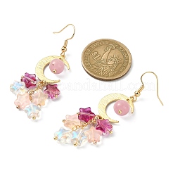 4 пара двухцветных серег со звездами из стекла EJEW-TA00267