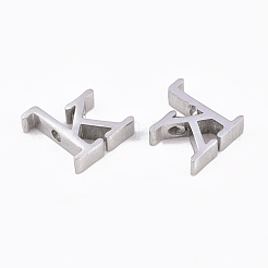 変色しにくい304ステンレススチールペンダント  ステンレス鋼色  文字L  文字.k  13x12x3mm  穴：1.8mm&nbsp;STAS-T041-10-K