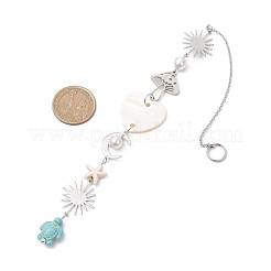 Синтетические бирюзовые бусины в виде морских звезд и черепах HJEW-JM03446