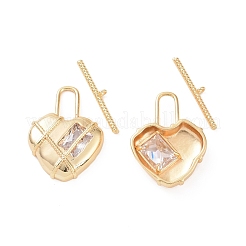 Латунные застежки-тоггл из прозрачного кубического циркония KK-E068-VC161