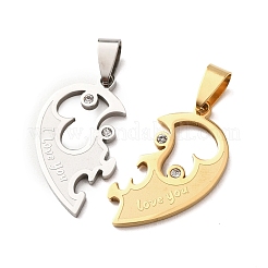 Pendentifs fendus en strass en acier inoxydable 304&nbsp;STAS-F368-20GP