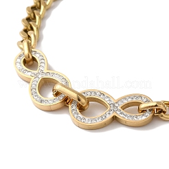 Браслет из нержавеющей стали 304 с микропаве из кубического циркония BJEW-C070-02G