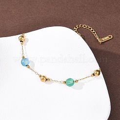 Браслеты из круглых бусин из натурального агата и окрашенного нефрита&nbsp;BJEW-G774-02G