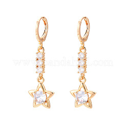 Серьги-гвоздики с застежкой-молнией star латунные с микропаве из кубических цирконий EJEW-N058-02G
