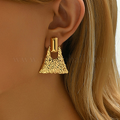 Стильные текстурированные трапециевидные серьги-гвоздики из нержавеющей стали 201&nbsp;KV0782