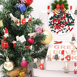 100 шт. 2-х цветные окрашенные деревянные прищепки-зажимы DIY-CP0008-76