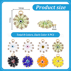 32 шт. 8-х цветный стеклянный бисер в виде подсолнуха с амулетами от сглаза PALLOY-PH01782
