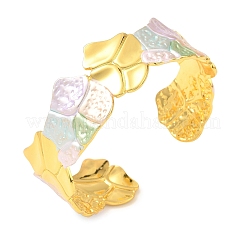 Bracciali rigidi da donna in ottone smaltato con texture&nbsp;BJEW-A173-04G