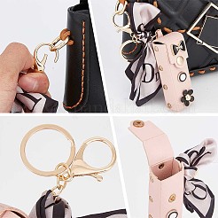 Pu レザー口紅収納袋ペンダント キーホルダー  合金パーツ  女性のための女の子の車のキーバッグアクセサリー  ロージーブラウン  15cm&nbsp;KEYC-WH0036-23A