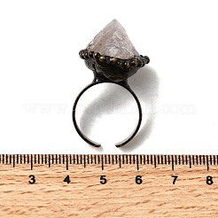 Bagues ouvertes en quartz rose naturel avec pépites irrégulières&nbsp;G-A278-03AB-04