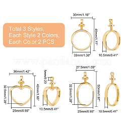 12 pièce de 6 supports de cabochon pour pendentif en alliage de zinc avec lunette arrière ouverte&nbsp;FIND-GA0002-08