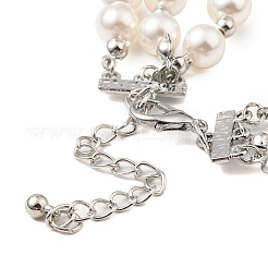 Многослойные ожерелья с синтетической бирюзой и пластиковым жемчугом&nbsp;LS-NJEW-U006-04A-P