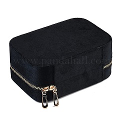 Итальянские бархатные двухслойные коробки для хранения ювелирных изделий на молнии с зеркалом внутри&nbsp;CON-G023-09F