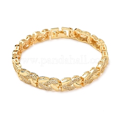 Messing-Gliederkettenarmbänder mit Mikropflaster und klarem Zirkonia für Damen&nbsp;BJEW-F530-06G