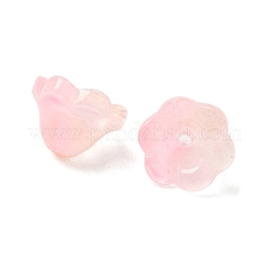 透明ガラスビーズキャップ  グリッターパウダー付き  ピンク  12x8mm  穴：1.4mm  250個/ 200g&nbsp;X1-GLAA-B028-01E
