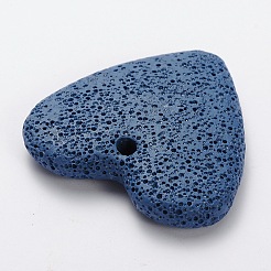 Подвески в форме большого плоского сердца из синтетической лавы&nbsp;G-O025-10B