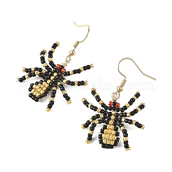 Orecchini pendenti di Halloween con perline di vetro.&nbsp;EJEW-MZ00769