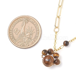 Подвеска с отпечатком лапы тигрового глаза из латуни&nbsp;NJEW-JN05790