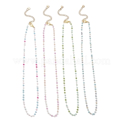 Ожерелье ручной работы из граненых стеклянных бусин-ронделей с цепочкой из нержавеющей стали 304 для женщин.&nbsp;NJEW-JN05910