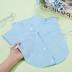 Съемные полиэстеровые женские рубашки в полоску с накладными воротниками AJEW-WH0314-864