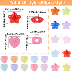 1000шт 20-х цветные прозрачные акриловые бусины&nbsp;MACR-SC0002-42