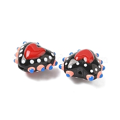 Запекаемые стеклянные бусины с рисунком в виде сердца LAMP-V001-09F