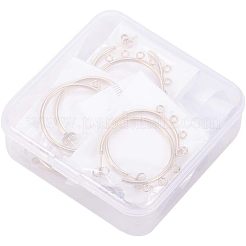 304ステンレススチールスタッドピアス金具  ループとイヤーナット付き  ゴールデン·ステンレス鋼色  32x33.5x2mm  穴：2mm  ピン：0.8mm  20個/箱&nbsp;STAS-UN0001-22