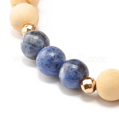 Bracelet extensible perles rondes bois naturel&nbsp;BJEW-JB07278