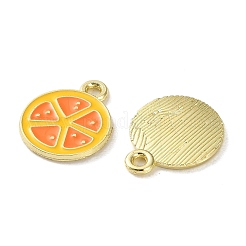フルーツ合金エナメルチャーム  オレンジ  ライトゴールド  オレンジ  15x12x1.5mm  穴：1.5mm&nbsp;X1-PALLOY-S058-01LG-09