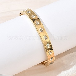 Bracciali rigidi da donna in acciaio inossidabile 304 con strass e chiusura a cerniera.&nbsp;BJEW-Z178-06G