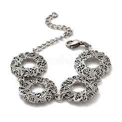 Браслеты из плоской круглой цепочки из нержавеющей стали 304 для женщин и мужчин BJEW-A033-02AS